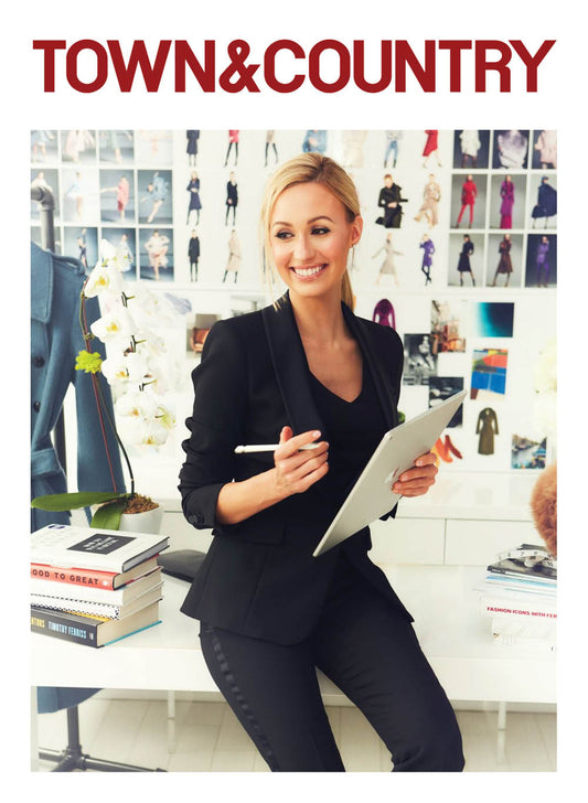 Image features the Town & Country logo and an image of designer, founder, president and creative director of SENTALER, Bojana Sentaler sitting at her desk.