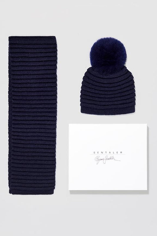 Kids Ribbed Scarf, Navy