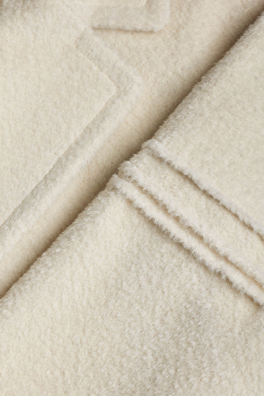 Sentaler Technical Bouclé Alpaca Robe Coat featured in Technical Bouclé Alpaca and available in Ivory. Seen fabric up close.